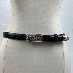 Brighton Croc Embossed Black Skinny leather belt size Medium